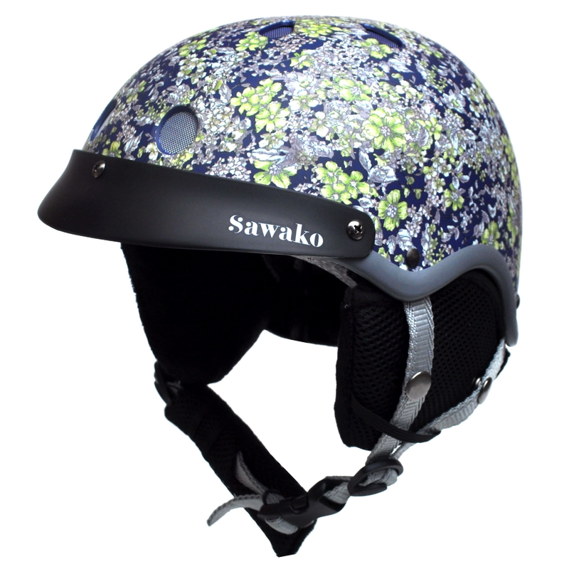floral motorcycle helmets Sawako Women's Floral Midnight Blue Ski Helmet – Sawako: Bike Helmets: Cycle in Style