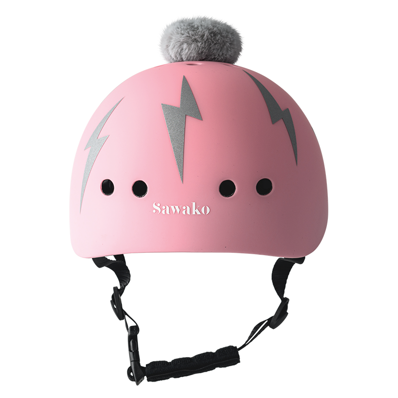 Kids Lightning Bolt Pink Sawako Bike Helmets Cycle in Style